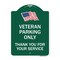 Signmission Veteran Parking Thank You for Your Service, Green & White Aluminum Sign, 18" x 24", GW-1824-22737 A-DES-GW-1824-22737 - alternate 1